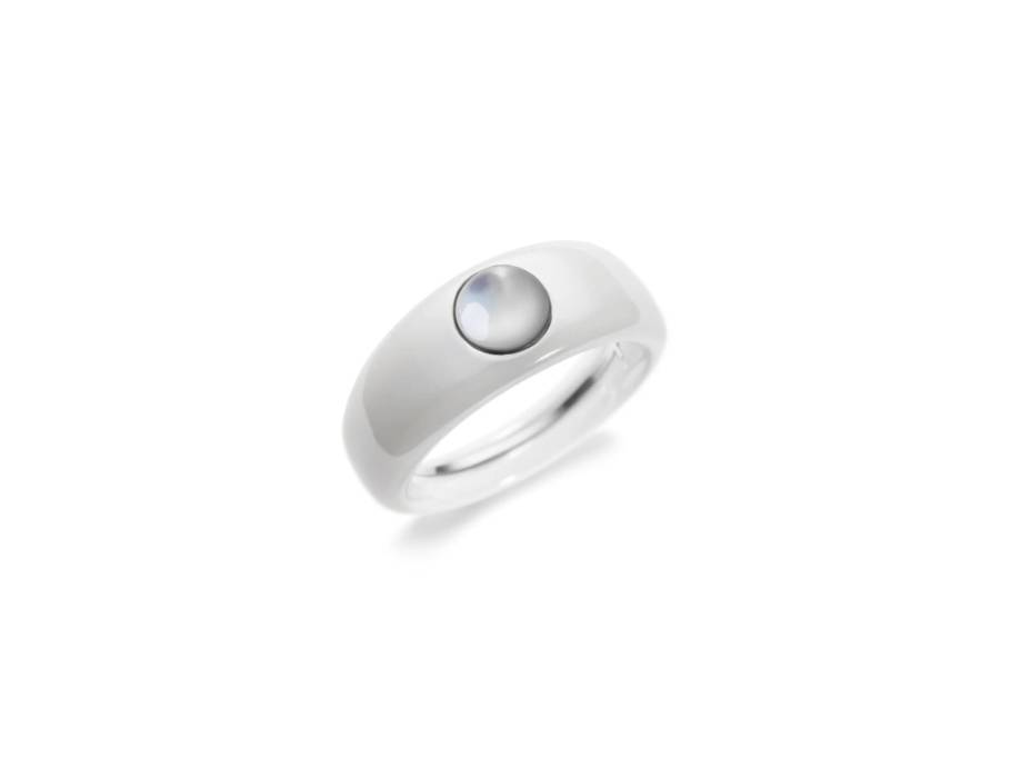 Charlotte Touch Ring Keramik weiß 8mm mit Dömchen