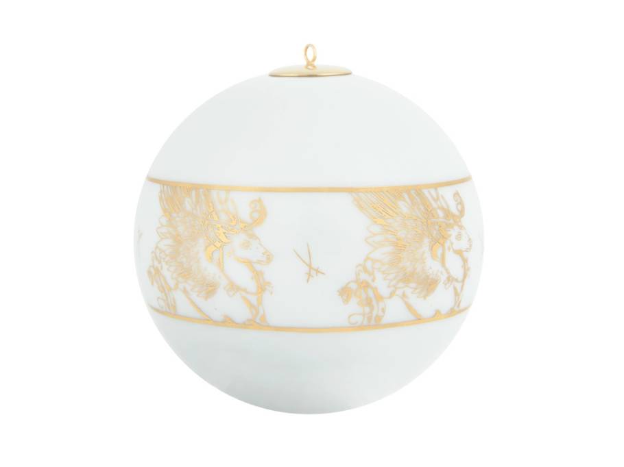 Baumschmuck Kugel "Meissen Christmas Peryton" Porzellan mit goldenem Muster
