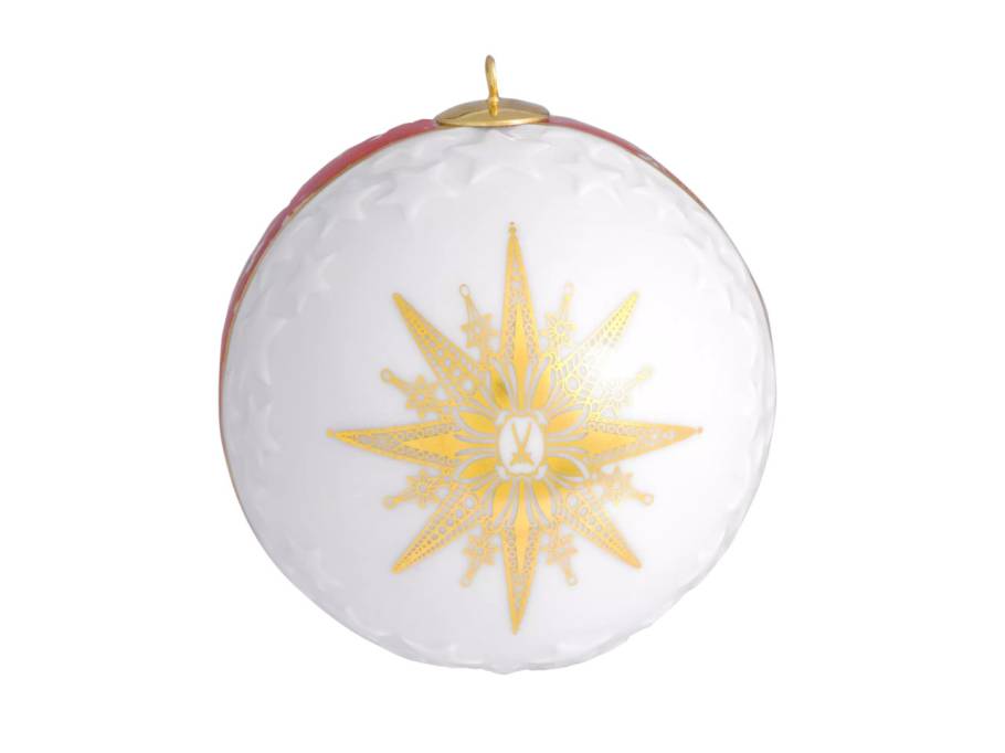 Baumschmuck Kugel "Meissen Christmas Star" rot mit goldener Öse
