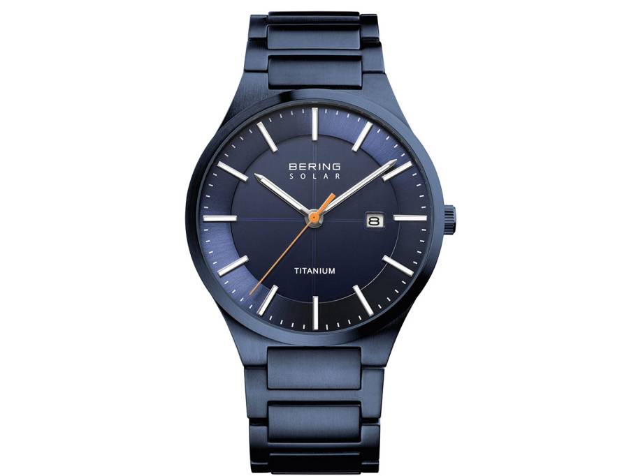 15239-797 Titan Herrenuhr Solar blaues Zifferblatt blaues Titanband