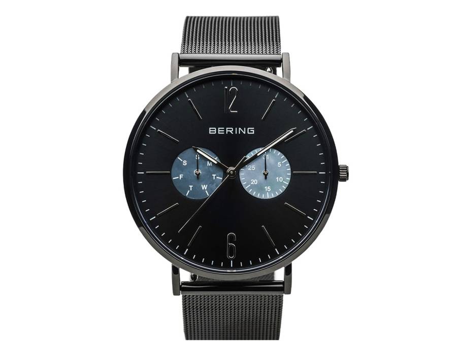 14240 Edelstahl Herrenuhr schwarzes Zifferblatt schwarzes Edelstahlband