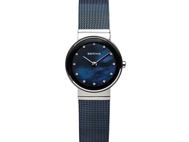 10126 Edelstahl Damenuhr blaues Zifferblatt blaues Edelstahlband