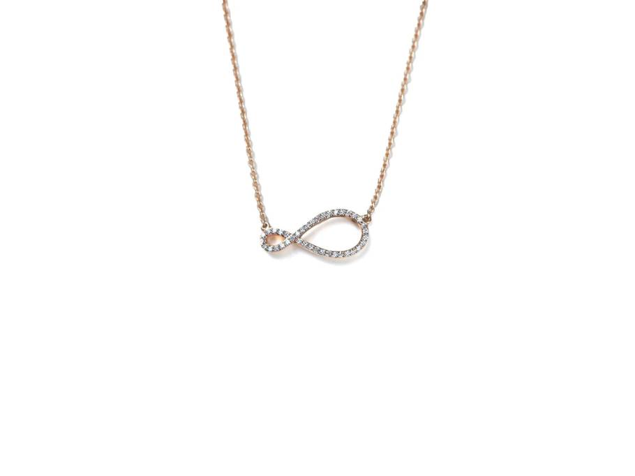 Infinity Collier Roségold 45cm mit Brillanten 0,170ct
