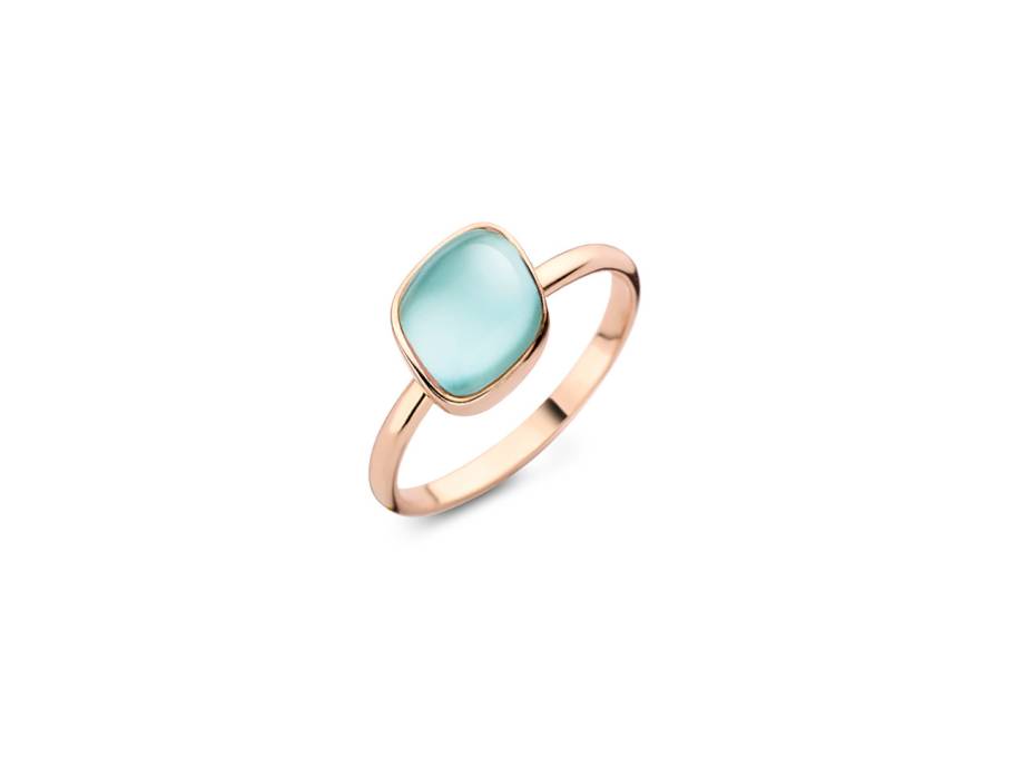 Mini Chloé Ring Roségold Türkis mit Bergkristall und Brillant 0,020ct