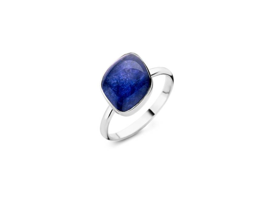Mini Chloé Ring Weißgold Bergkristall mit Sodalith und Brillant 0,020ct