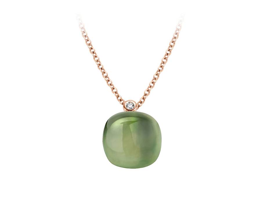 Mini Sweety "Green Aventurine" Kette mit Anhänger Roségold Gr. M mit Brillant 0,020ct