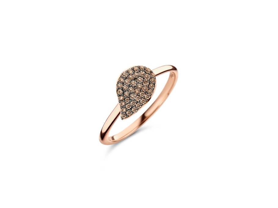 Mini Leaves "Brown Diamonds" Ring Roségold mit braunen Brillanten 0,220ct