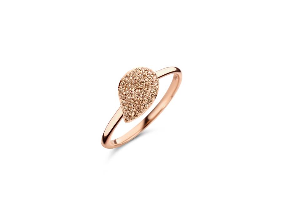Mini Leaves "Brown Diamonds" Ring Roségold mit champagnerfarbenen Brillanten 0,220ct