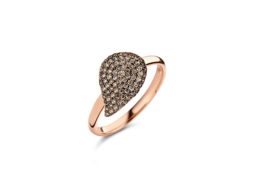 Mini Leaves "Brown Diamonds" Ring Roségold mit braunen Brillanten 0,470ct