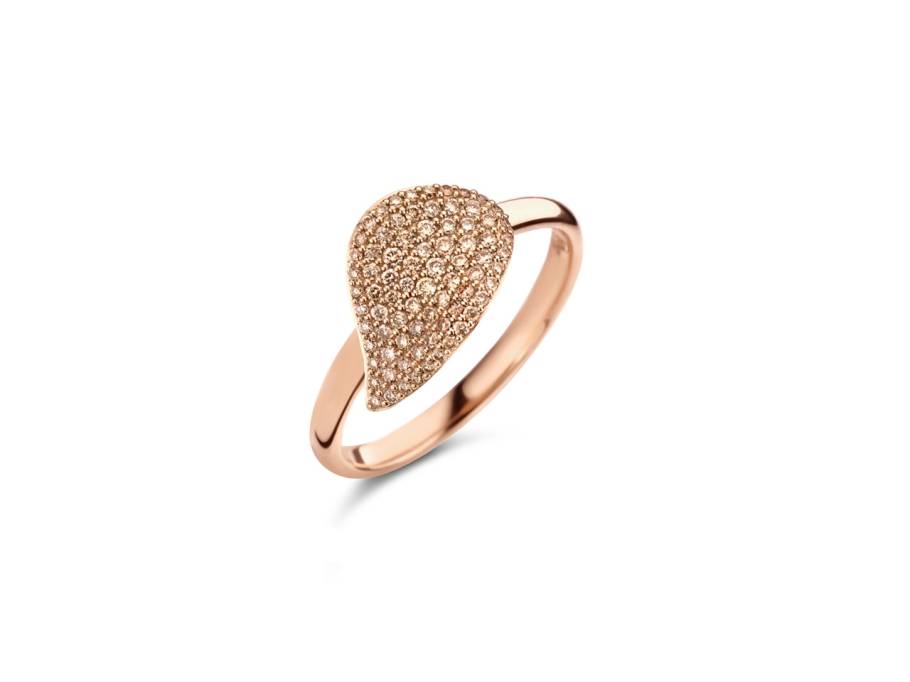 Mini Leaves "Brown Diamonds" Ring Roségold mit champagnerfarbenen Brillanten 0,470ct