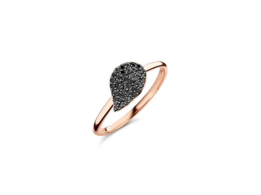 Mini Leaves "Black Diamonds" Ring Roségold mit schwarzen Brillanten 0,220ct