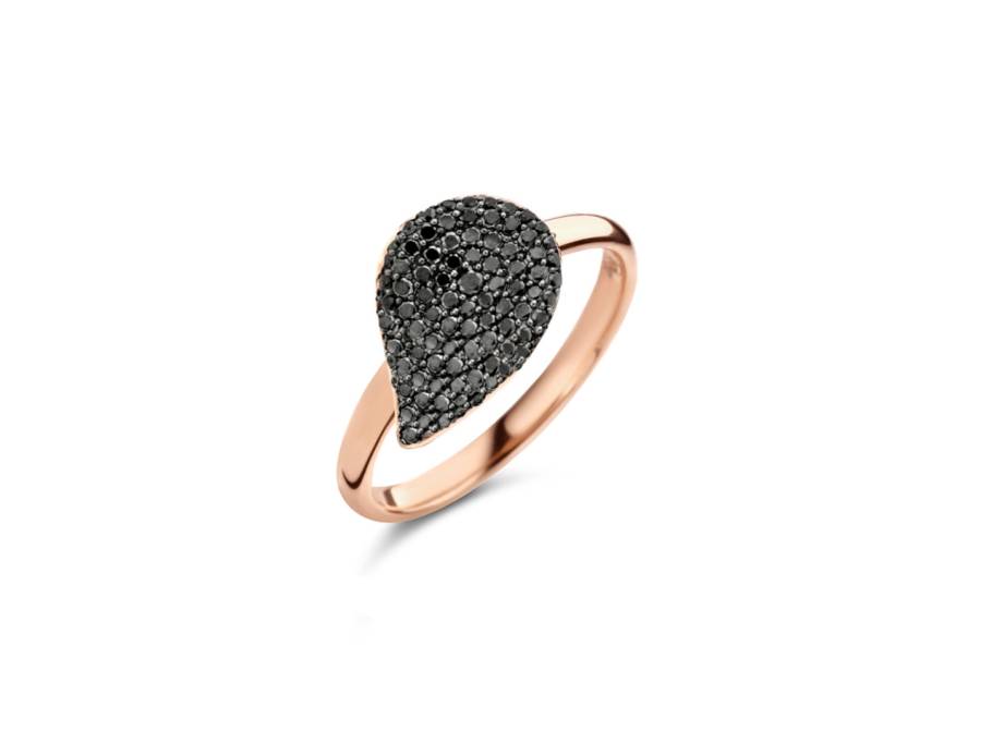 Mini Leaves Ring "Black Diamonds" Roségold mit schwarzen Brillanten 0,470ct