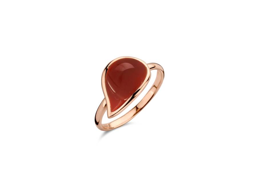 Mini Leaves "Red Corniola" Ring Roségold
