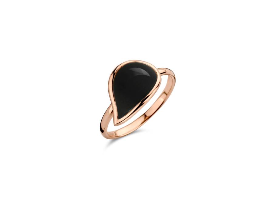 Mini Leaves "Black Onyx" Ring Roségold
