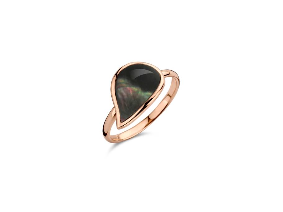 Mini Leaves "Black Pearl" Ring Roségold