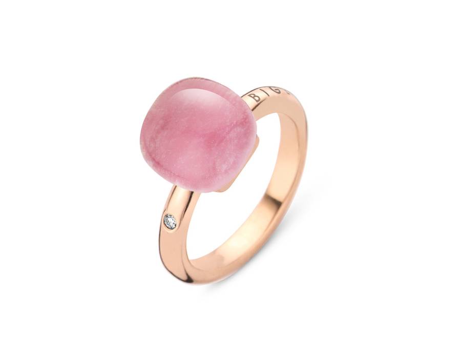 Mini Sweety "Pink Quartz Pastel" Ring Roségold Gr. M mit Brillant 0,020ct