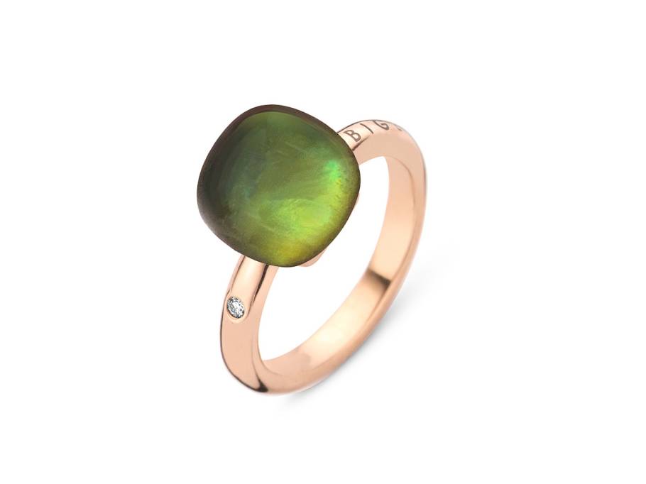 Mini Sweety "Tropical Green" Ring Roségold Gr. M mit Brillant 0,020ct