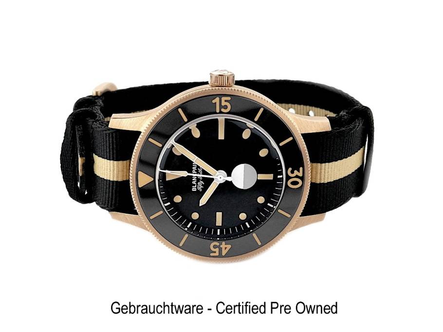 Blancpain Fifty Fathoms 70th Anniversary Act 3 Limited Edition Automatik Bronzegold 41,3mm schwarz NATO-Textilband 5901 5630 NANA Full Set mit Garantie Occasion