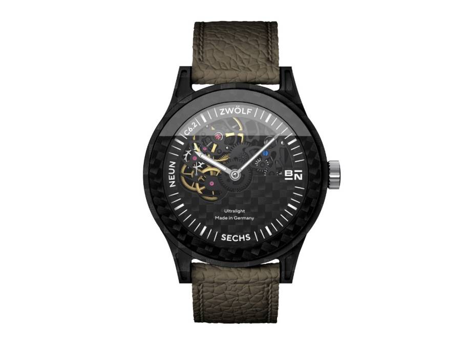 C6.2 Handaufzug Carbon 45mm schwarzes Zifferblatt braunes Lederband limitiert
