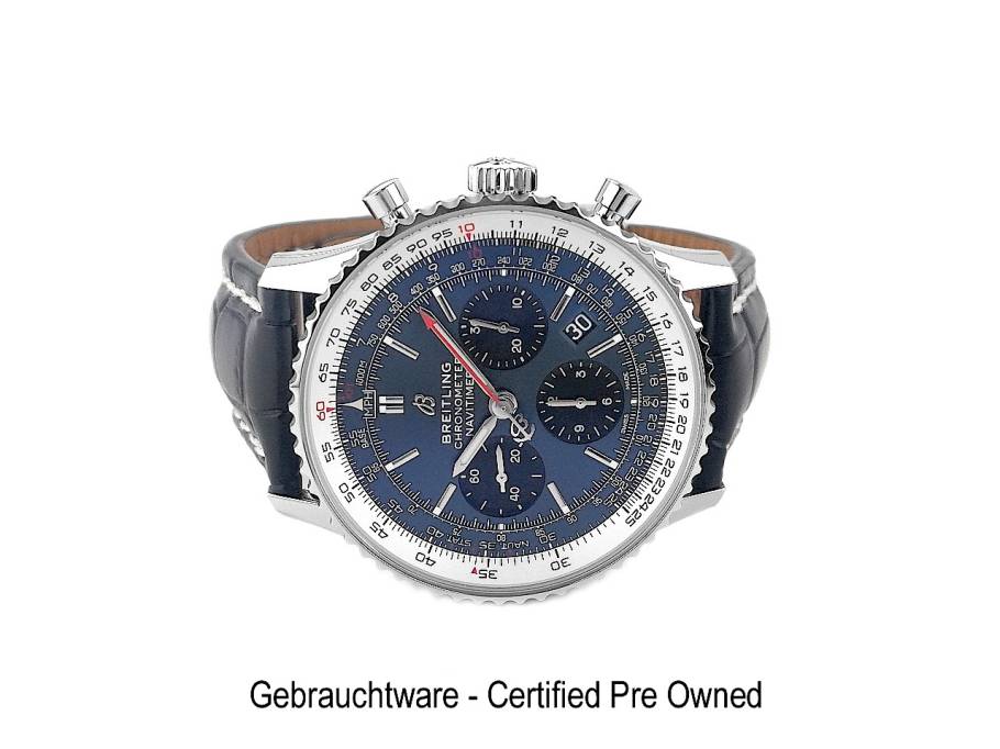 Navitimer 1 B01 Chronograph 43 Automatik Edelstahl blaues Zifferblatt Lederband AB0121211C1P1 Full Set mit Garantie Occasion Neu