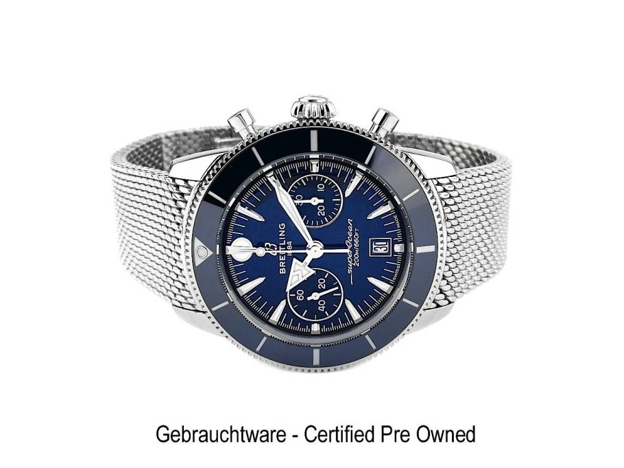 Superocean Heritage B01 Chronograph Automatik Edelstahl 42mm blaues Zifferblatt Metallband AB0156161C1A1 Full Set mit Garantie Occasion