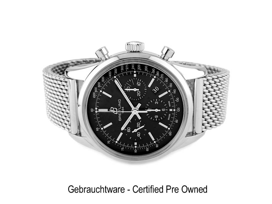 Transocean Chronograph B01 Automatik Edelstahl 43mm schwarz Metallband AB0152121B1A1 mit Garantie Occasion