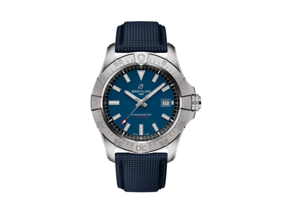  Avenger Automatik 42 Edelstahl blaues Zifferblatt dunkelblaues Lederband