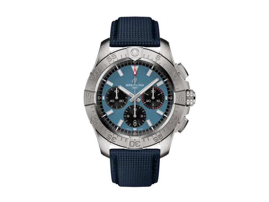  Avenger B01 Chronograph 44 Automatik Edelstahl blaues Zifferblatt dunkelblaues Lederband