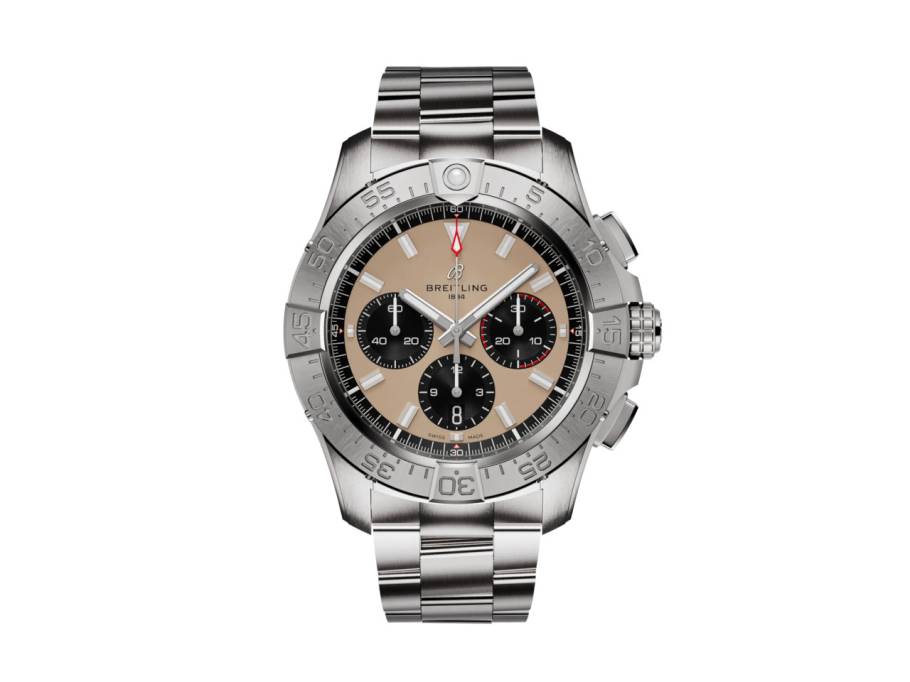 Avenger B01 Chronograph 44 Automatik Edelstahl sandfarbenes Zifferblatt Metallband