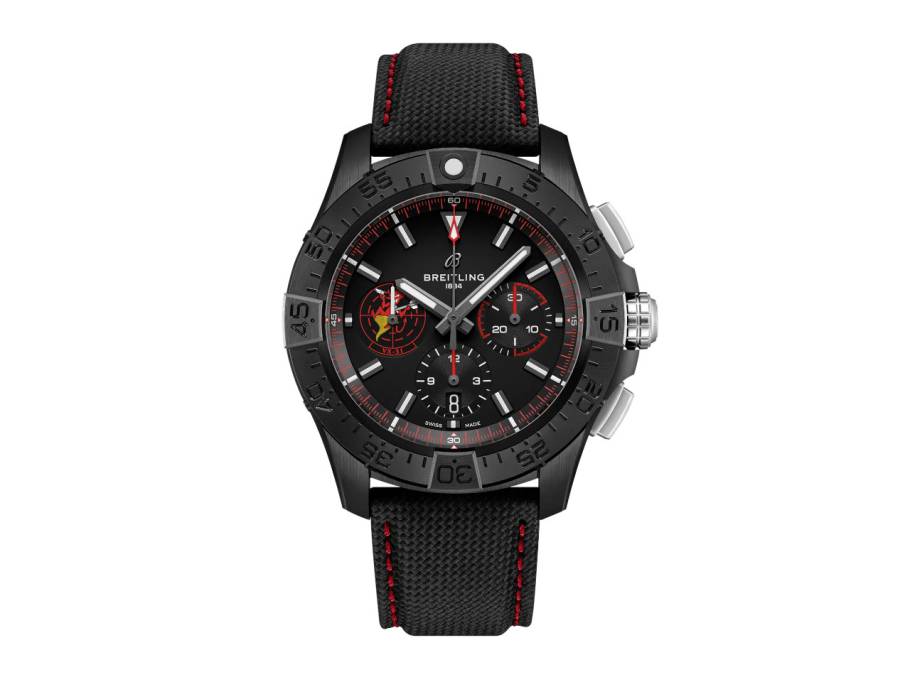 Avenger B01 Chronograph 44 Night Mission USN Dust Devils Automatik Keramik schwarzes Zifferblatt schwarzes Lederband