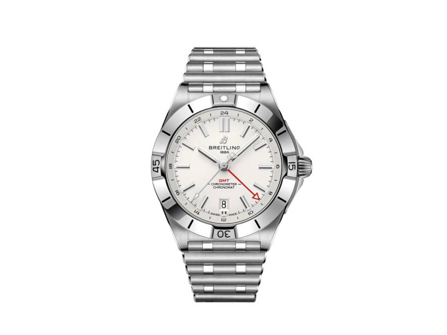 Chronomat Automatic GMT 40 Edelstahl weißes Zifferblatt Metallband