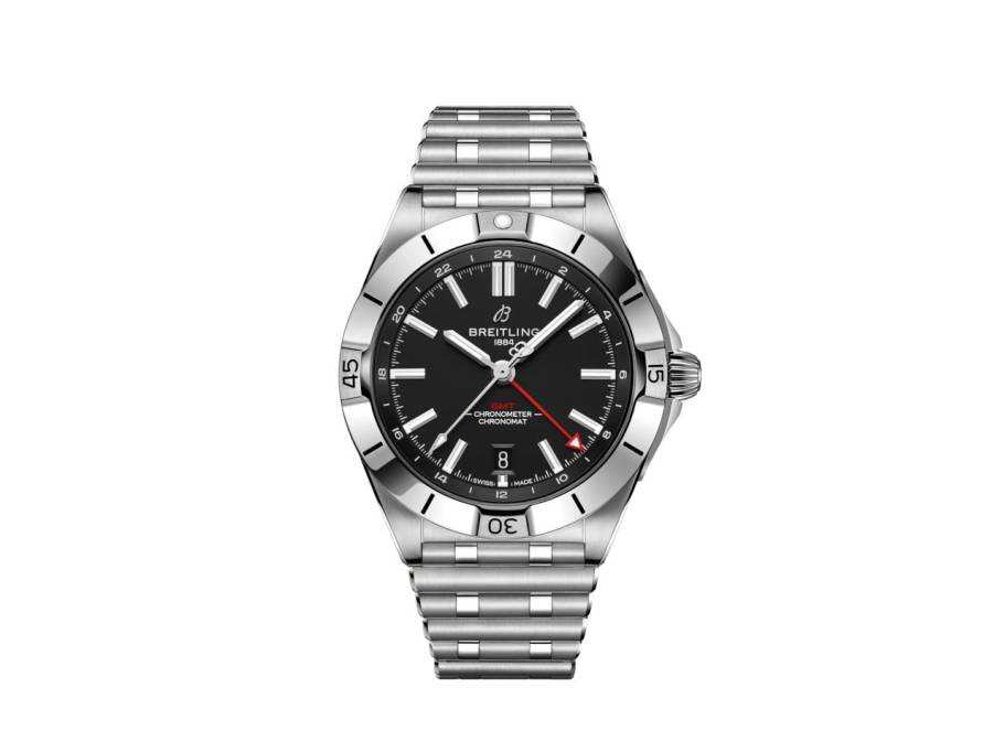 Chronomat Automatic GMT 40 Edelstahl schwarzes Zifferblatt Metallband