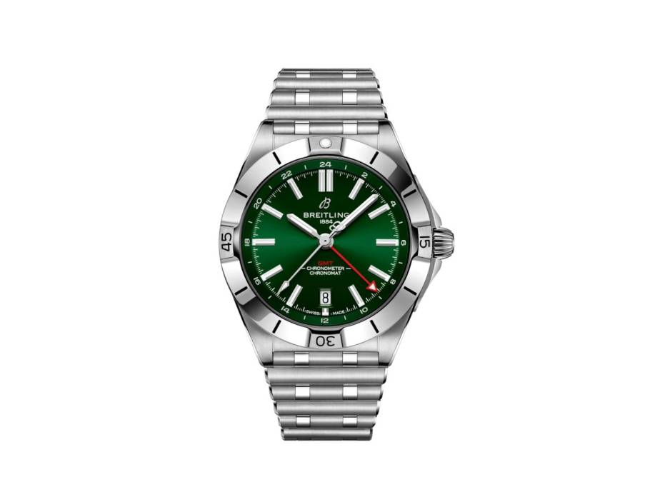 Chronomat Automatic GMT 40 Edelstahl grünes Zifferblatt Metallband