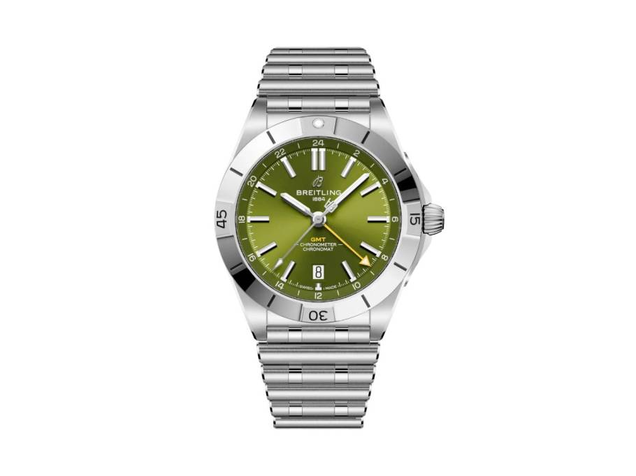 Chronomat Automatic GMT 40 Giannis Antetokounmpo Edelstahl grünes Zifferblatt Metallband Limited Edition