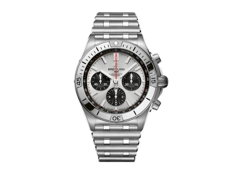Chronomat B01 42 Automatik Edelstahl silbernes Zifferblatt Metallband