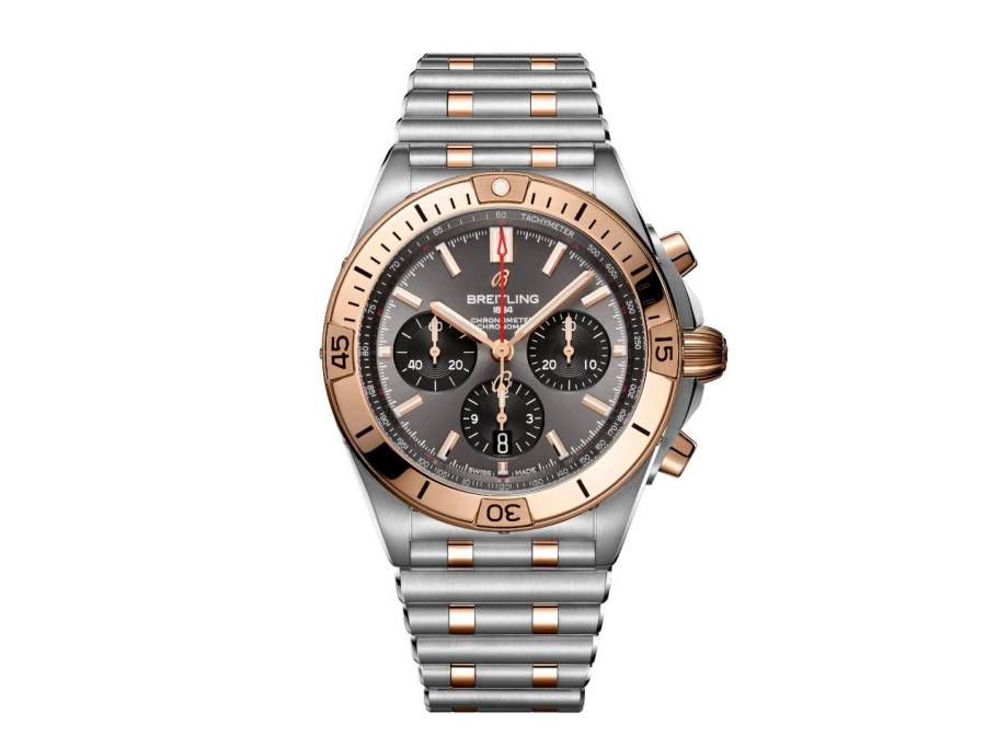 Chronomat B01 42 Edelstahl graues Zifferblatt Metallband