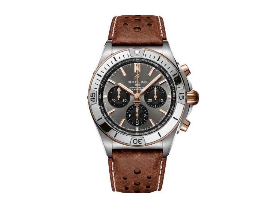 Chronomat B01 42 Triumph Edition Automatik Titan graues Zifferblatt braunes Lederband