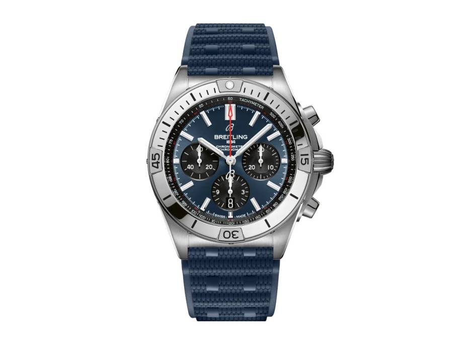 Chronomat B01 42 Automatik Edelstahl blaues Zifferblatt blaues Kautschukband