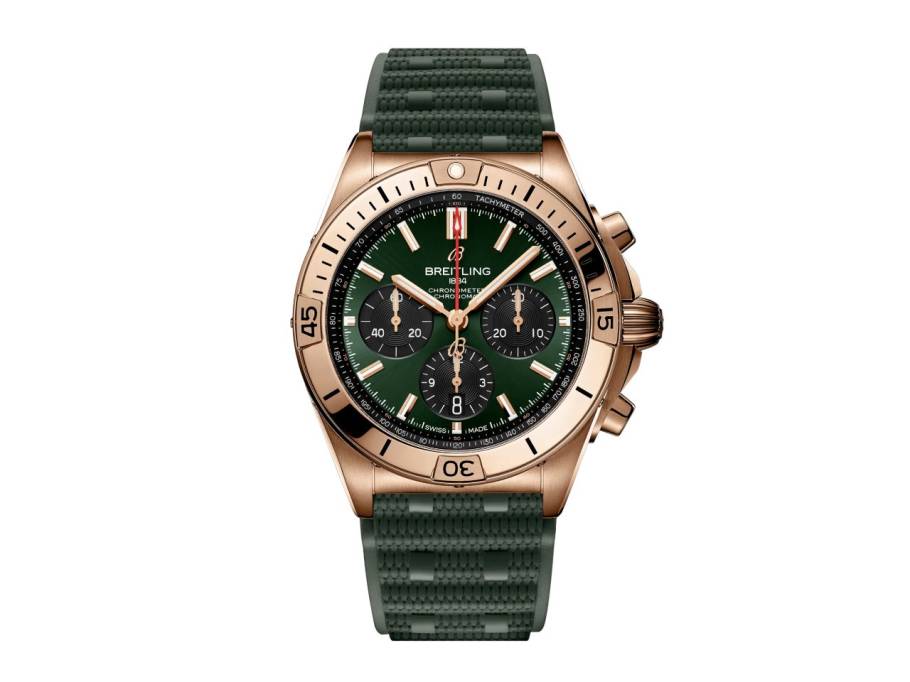 Chronomat B01 42 Automatik Rotgold grünes Zifferblatt grünes Kautschukband