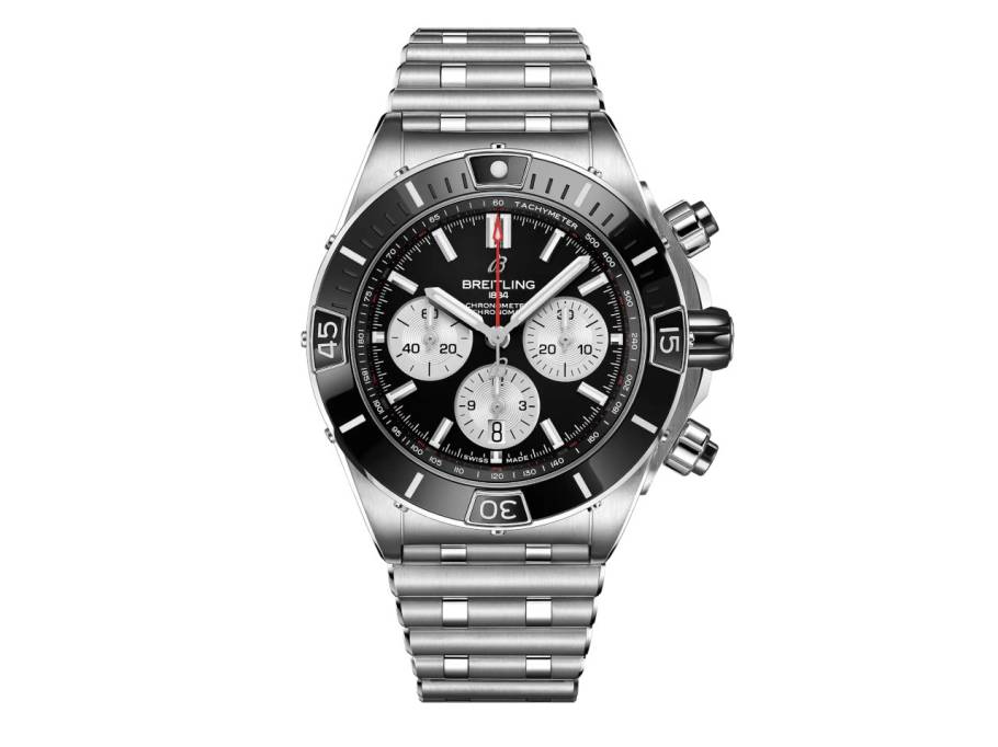 Super Chronomat B01 44 Automatik Edelstahl schwarzes Zifferblatt Metallband