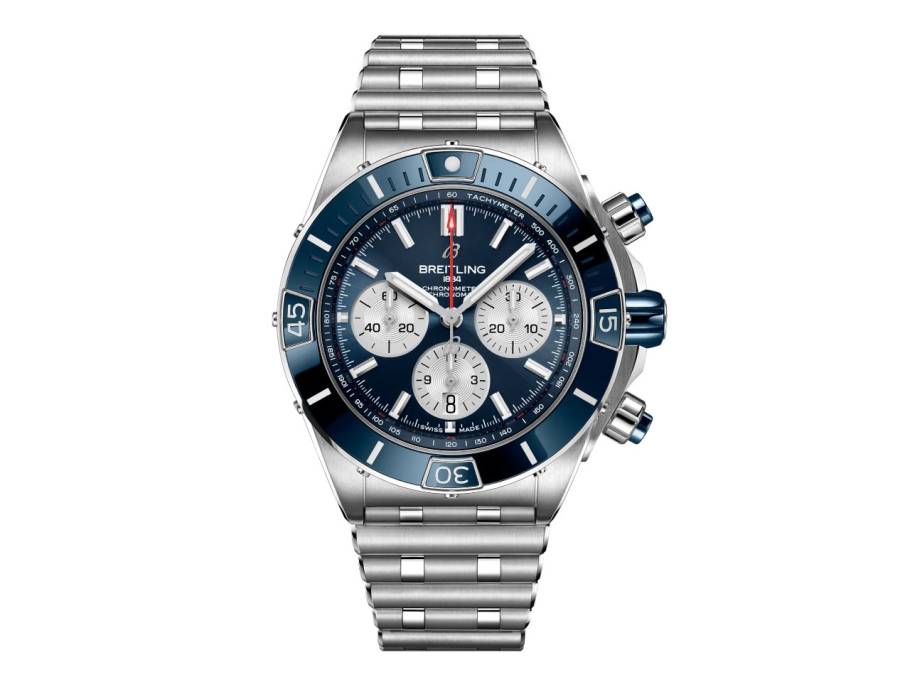 Super Chronomat B01 44 Automatik Edelstahl blaues Zifferblatt Metallband