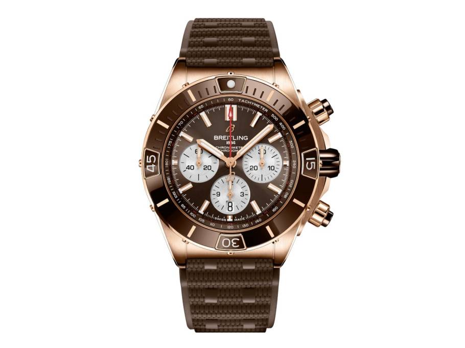 Super Chronomat B01 44 Automatik Rotgold braunes Zifferblatt braunes Kautschukband
