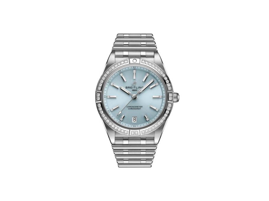 Chronomat Automatic 36 Edelstahl blaues Zifferblatt mit Brillanten zweifarbiges Metallband