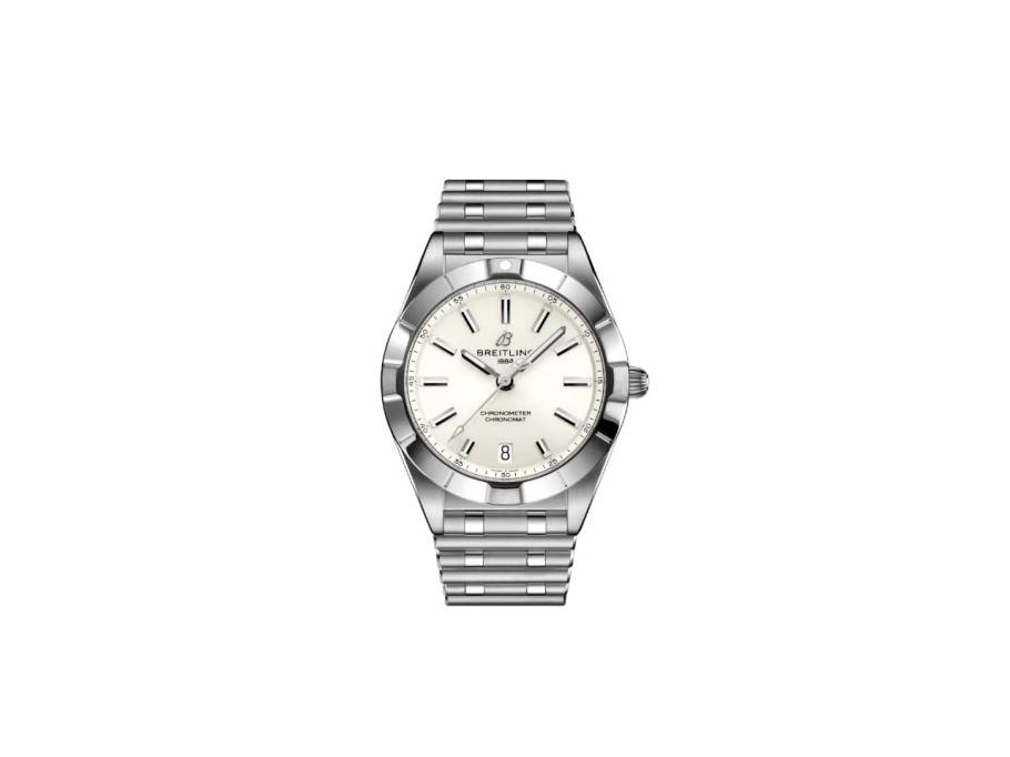 Chronomat 32 Quarz Edelstahl weißes Zifferblatt Metallband