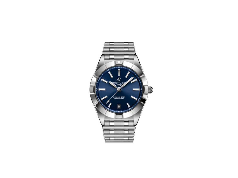 Chronomat 32 Quarz Edelstahl blaues Zifferblatt Metallband