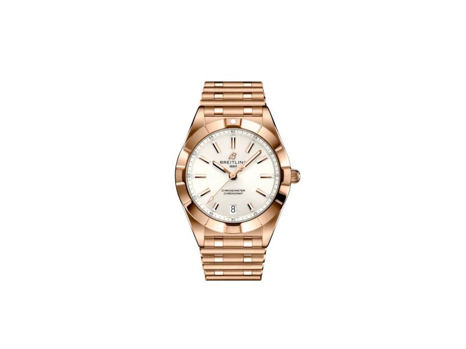 Chronomat 32 Quarz Rotgold weißes Zifferblatt Metallband