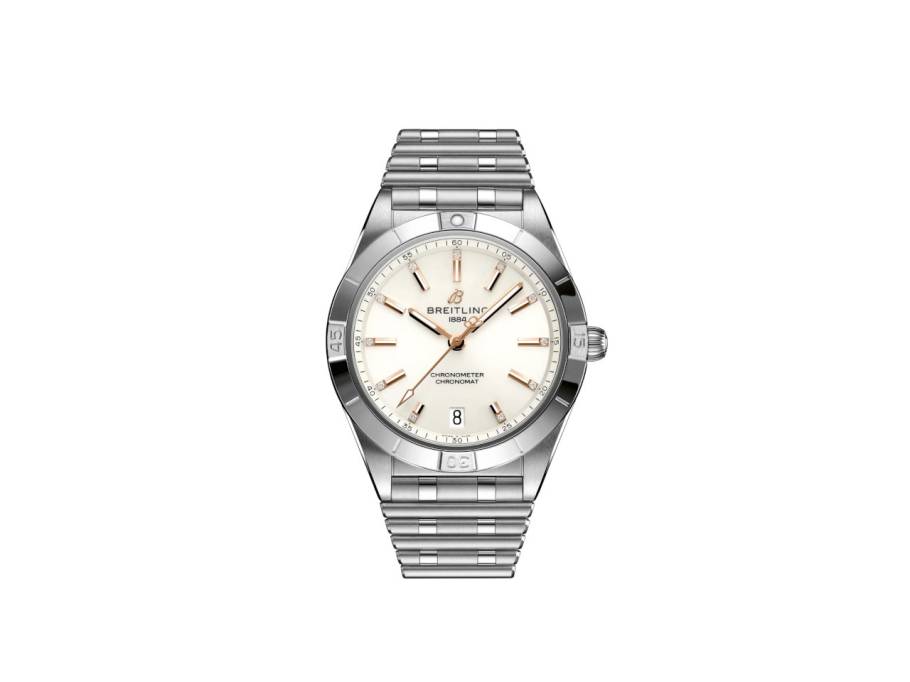 Chronomat Automatic 36 Edelstahl weißes Zifferblatt mit Brillanten Metallband