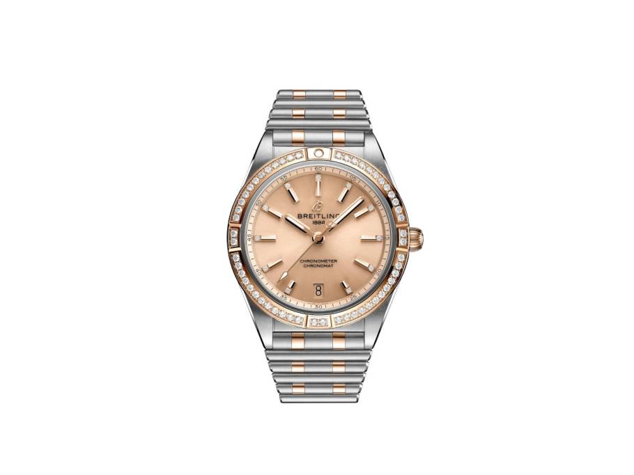 Chronomat Automatic 36 Edelstahl roségoldfarbenes Zifferblatt mit Brillanten zweifarbiges Metallband