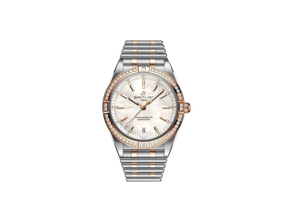 Chronomat Automatic 36 Edelstahl weißes Zifferblatt mit Brillanten zweifarbiges Metallband