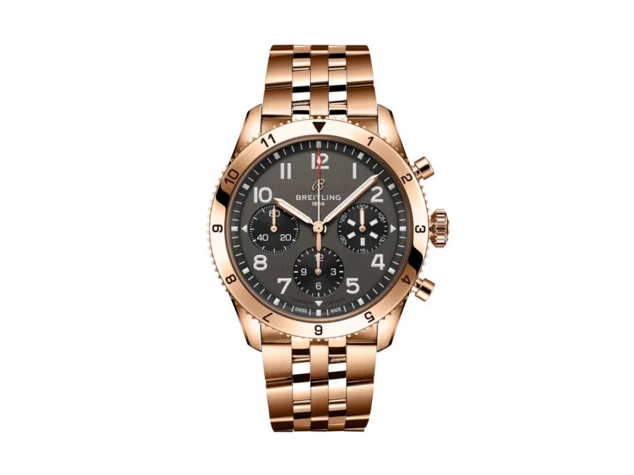 Classic Avi Chronograph 42 P-51 Mustang Automatik Rotgold graues Zifferblatt Rotgoldband